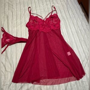 Chic Scarlet Lace Chemise